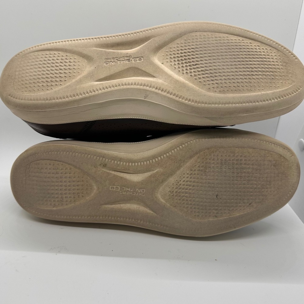 Skechers On-The-Go Leather Sneakers Casual Cushion Walking Shoes Brown Size 7.5 - Picture 10 of 12